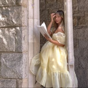 Selkie The Baby Banana French Puff Dress in Yellow Size XS - NWT